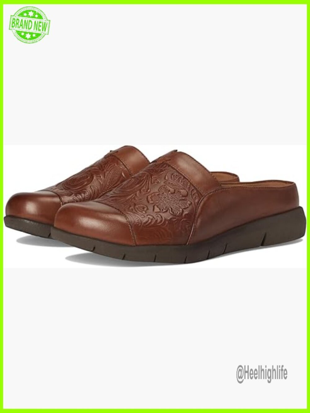 Leather Slippers with Removable Footbed, Arch Support, Wedge Heel